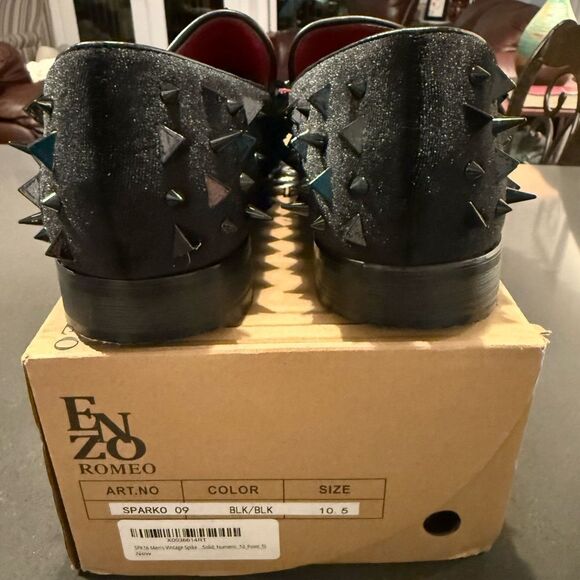 Mens Black Spiked Loafers main image 6